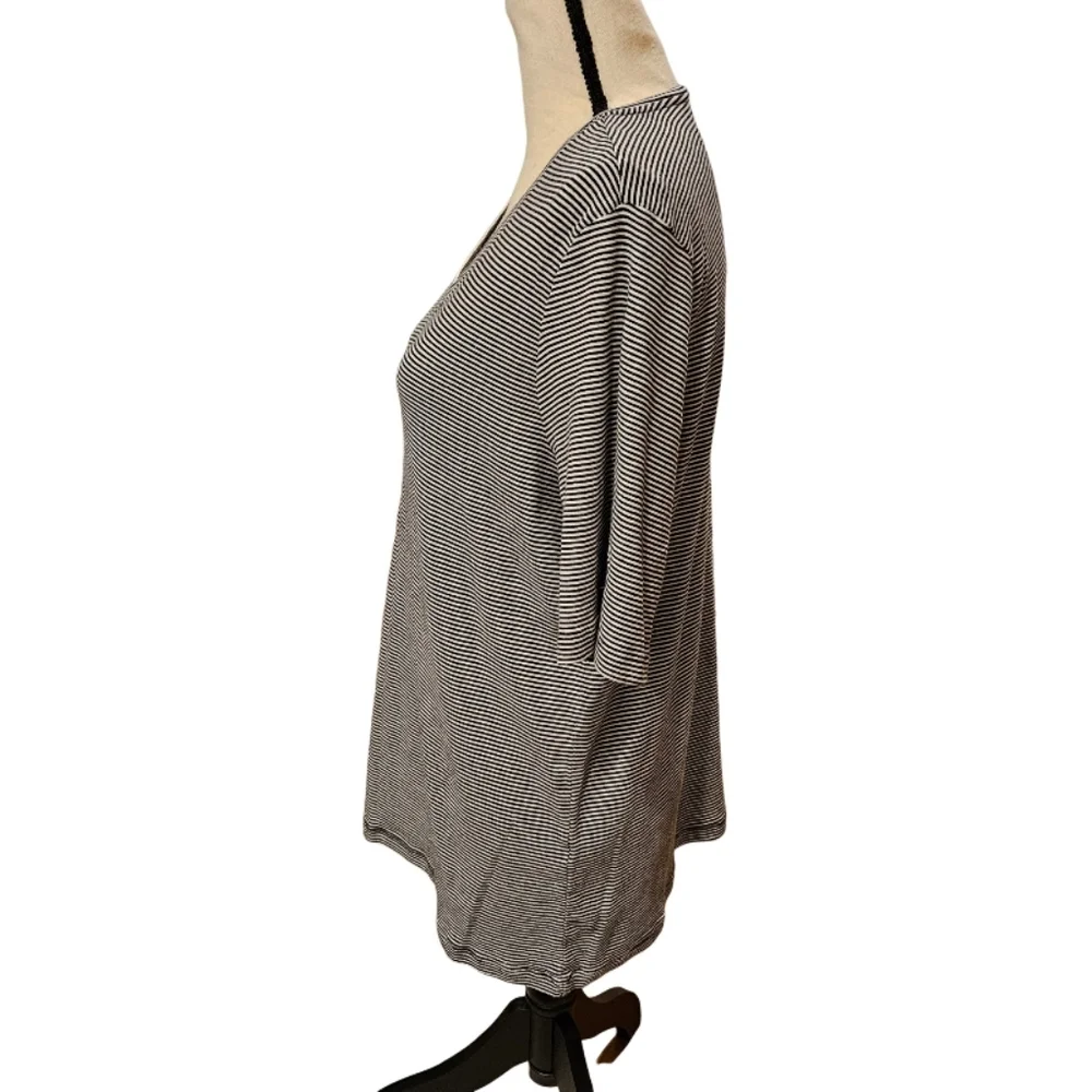 Chico's Black and White Striped Shirt - Picture 3 of 6